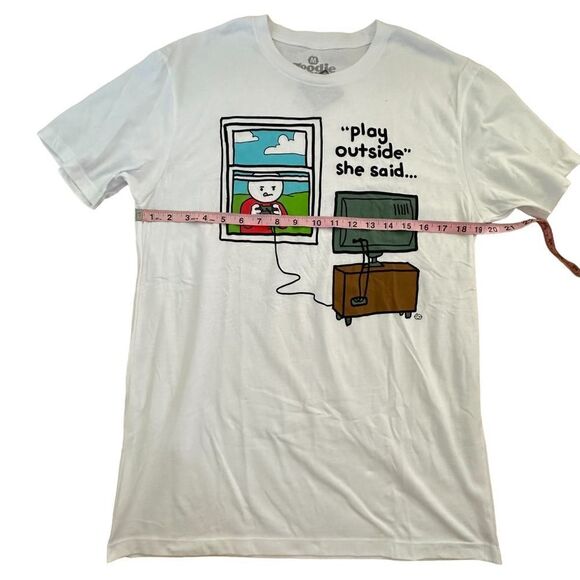 Goodie Two Sleeves ~ white Gaming Tshirt ~ size Medium ~ NWT - Picture 8 of 9